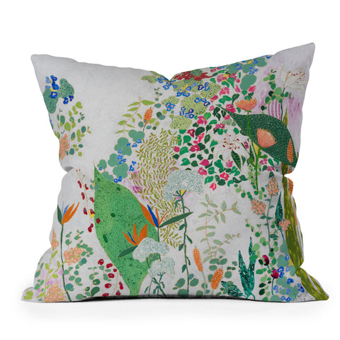 Lara Lee Meintjes Painterly Floral Jungle Outdoor Throw Pillow