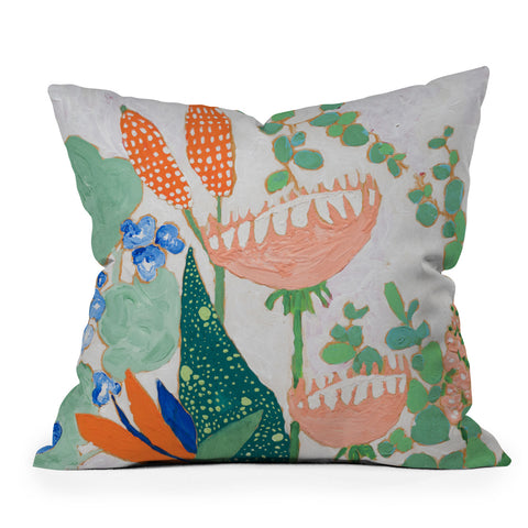 Lara Lee Meintjes Proteas and Birds of Paradise Painting Outdoor Throw Pillow