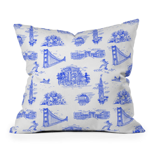 Lara Lee Meintjes San Francisco Toile Repeat Pattern Throw Pillow