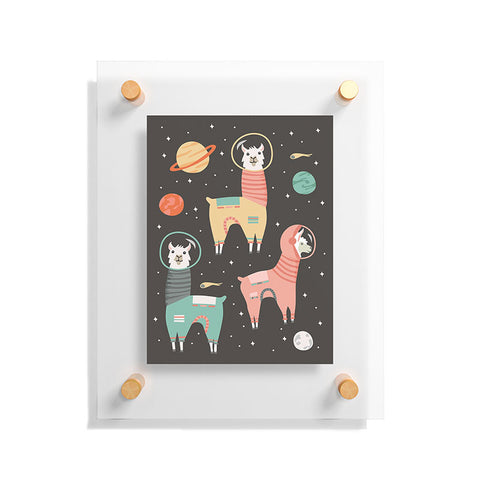 Lathe & Quill Astronaut Llamas in Space Floating Acrylic Print