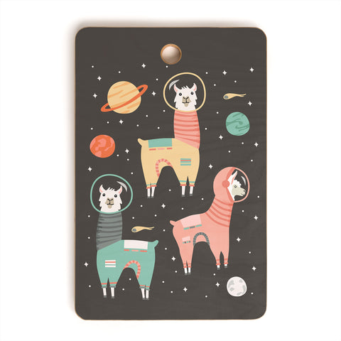 Lathe & Quill Astronaut Llamas in Space Cutting Board Rectangle