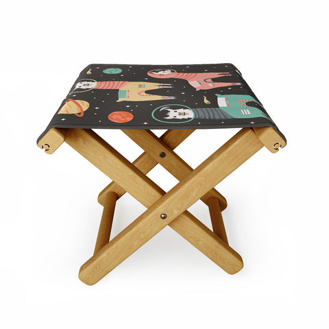 Lathe & Quill Astronaut Llamas in Space Folding Stool