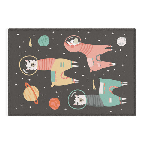 Lathe & Quill Astronaut Llamas in Space Outdoor Rug