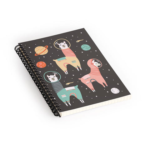 Lathe & Quill Astronaut Llamas in Space Spiral Notebook