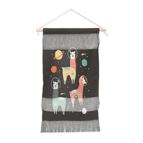 Lathe & Quill Astronaut Llamas in Space Wall Hanging Portrait