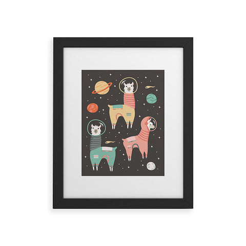 Lathe & Quill Astronaut Llamas in Space Framed Art Print