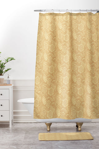 Lathe & Quill Butter Yellow Floral Flourish Shower Curtain And Mat