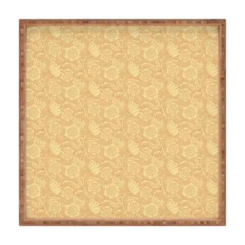 Lathe & Quill Butter Yellow Floral Flourish Square Tray