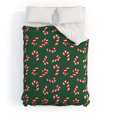 Lathe & Quill Candy Canes Green Comforter