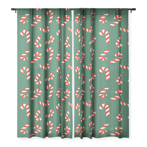 Lathe & Quill Candy Canes Green Sheer Non Repeat