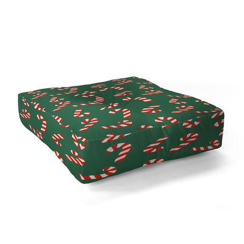 Lathe & Quill Candy Canes Green Floor Pillow Square