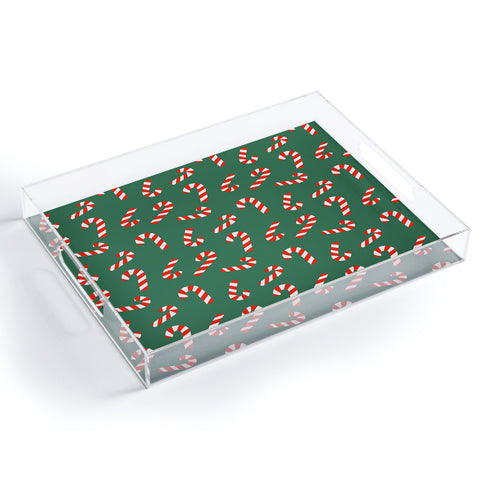 Lathe & Quill Candy Canes Green Acrylic Tray