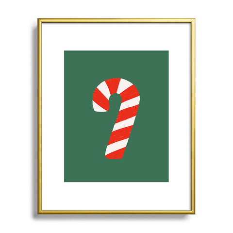 Lathe & Quill Candy Canes Green Metal Framed Art Print