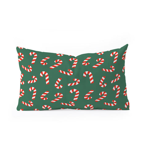 Lathe & Quill Candy Canes Green Oblong Throw Pillow
