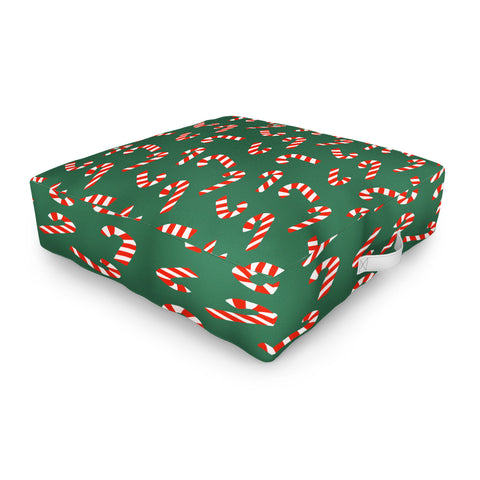 Lathe & Quill Candy Canes Green Outdoor Floor Cushion