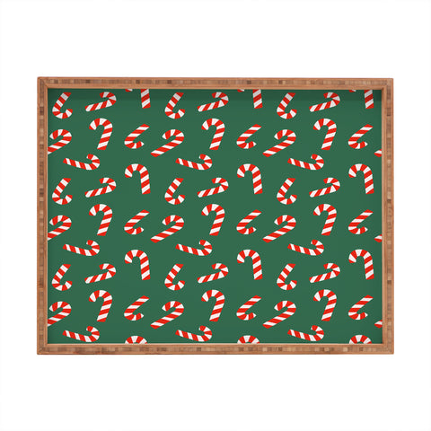 Lathe & Quill Candy Canes Green Rectangular Tray