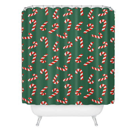 Lathe & Quill Candy Canes Green Shower Curtain
