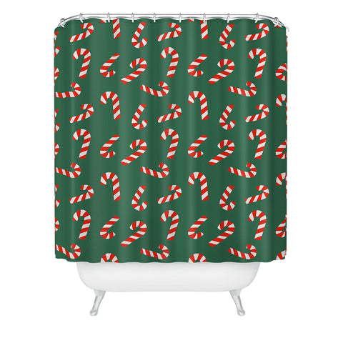 Lathe & Quill Candy Canes Green Shower Curtain