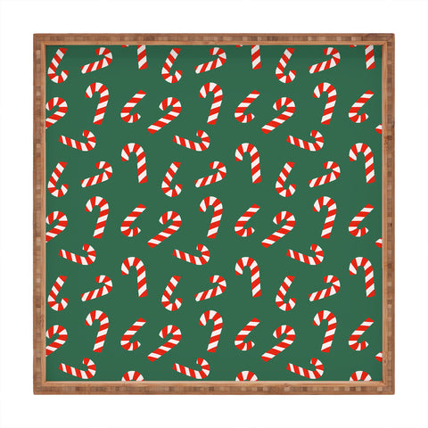 Lathe & Quill Candy Canes Green Square Tray