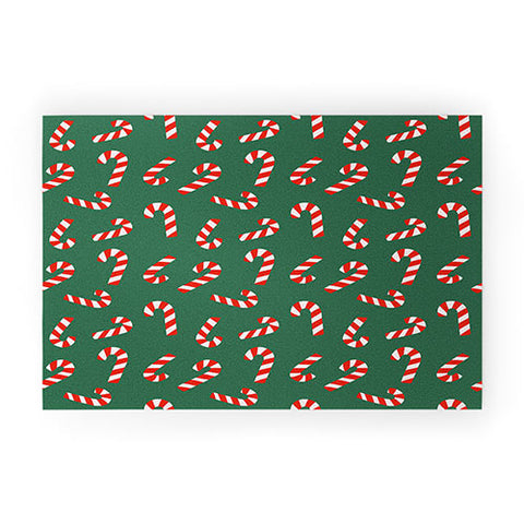 Lathe & Quill Candy Canes Green Welcome Mat