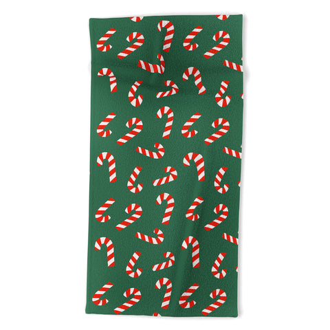 Lathe & Quill Candy Canes Green Beach Towel
