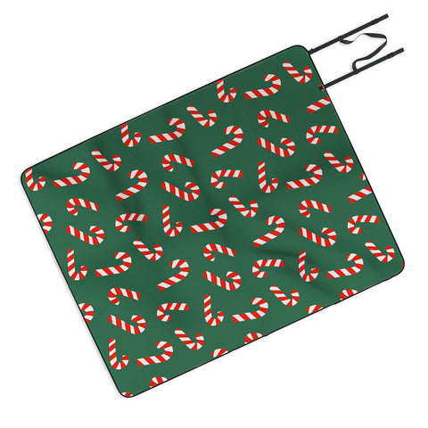 Lathe & Quill Candy Canes Green Picnic Blanket