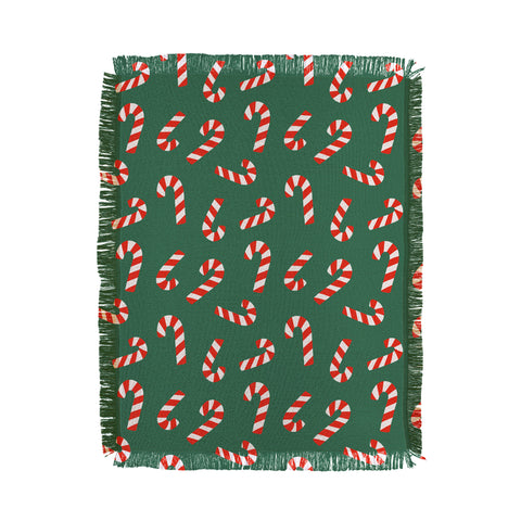 Lathe & Quill Candy Canes Green Throw Blanket