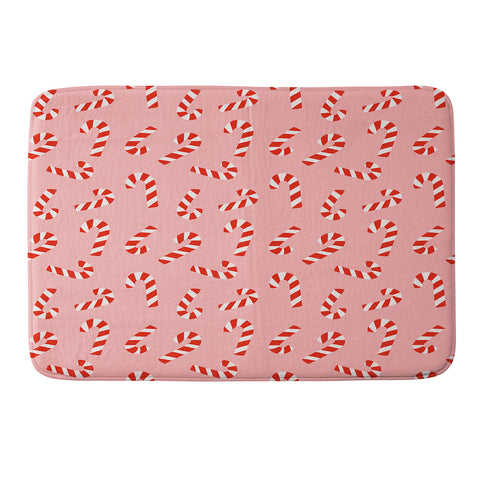 Lathe & Quill Candy Canes Pink Memory Foam Bath Mat
