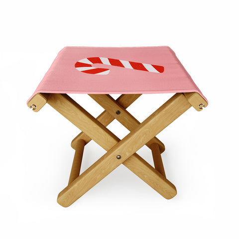 Lathe & Quill Candy Canes Pink Folding Stool