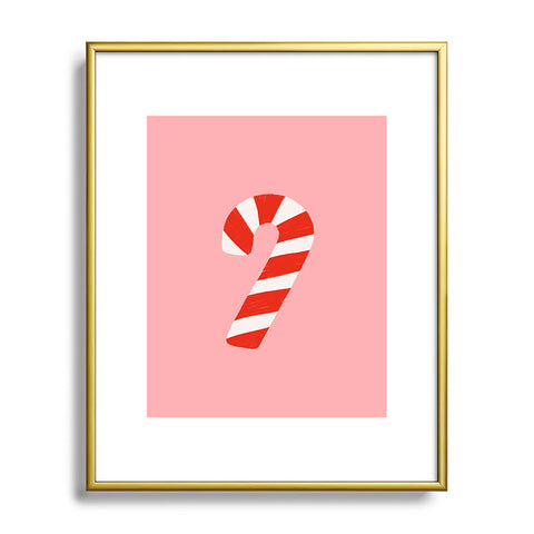 Lathe & Quill Candy Canes Pink Metal Framed Art Print