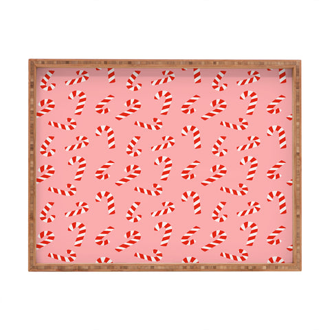 Lathe & Quill Candy Canes Pink Rectangular Tray