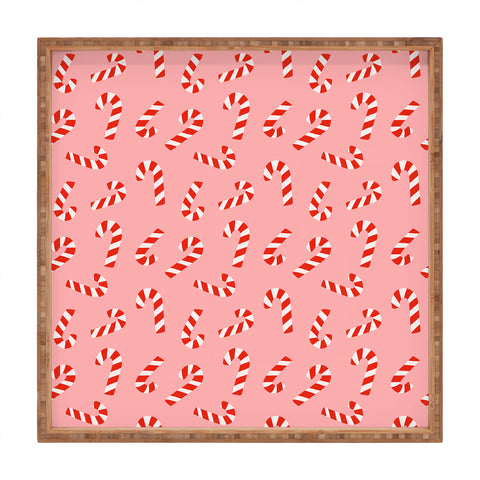 Lathe & Quill Candy Canes Pink Square Tray