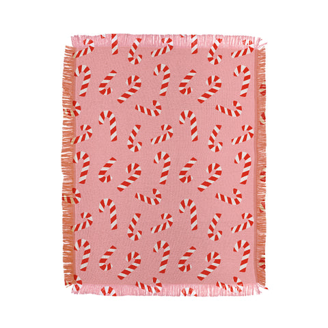Lathe & Quill Candy Canes Pink Throw Blanket