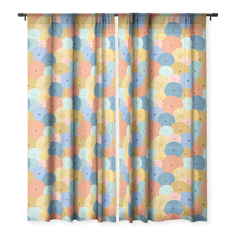 Lathe & Quill Coloful Sea Urchins 2 Sheer Window Curtain