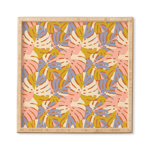 Lathe & Quill Color Block Monstera Pink Framed Wall Art