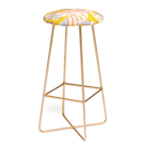 Lathe & Quill Color Block Monstera Pink Bar Stool