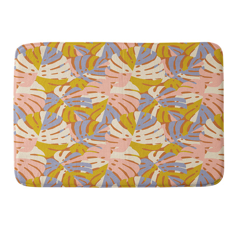 Lathe & Quill Color Block Monstera Pink Memory Foam Bath Mat