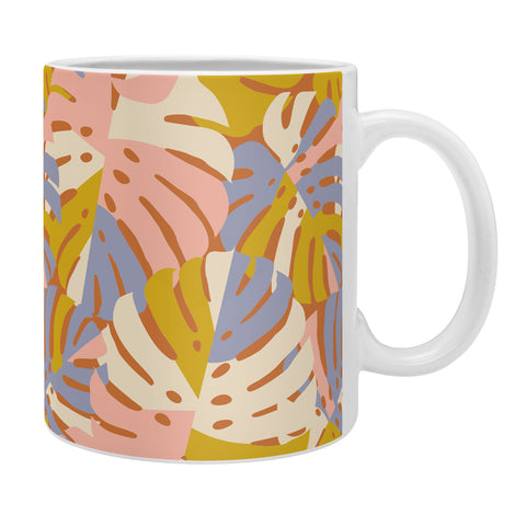 Lathe & Quill Color Block Monstera Pink Coffee Mug