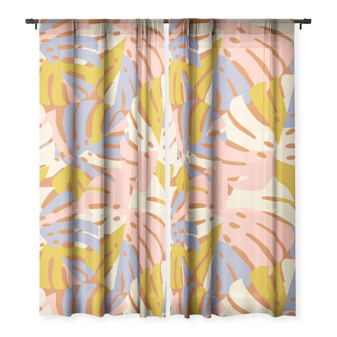Lathe & Quill Color Block Monstera Pink Sheer Non Repeat