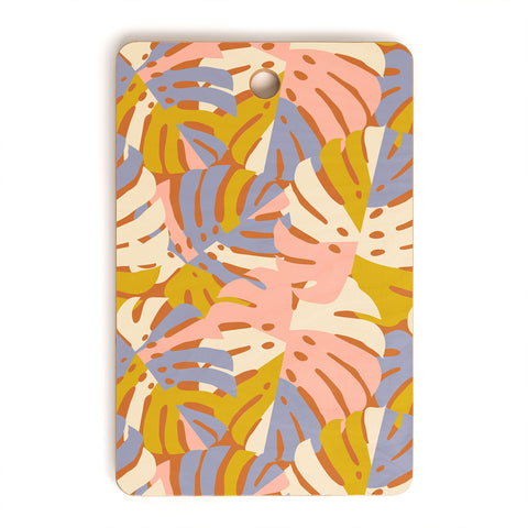 Lathe & Quill Color Block Monstera Pink Cutting Board Rectangle