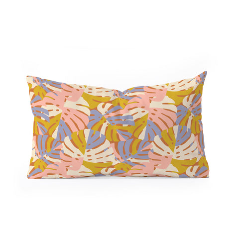 Lathe & Quill Color Block Monstera Pink Oblong Throw Pillow