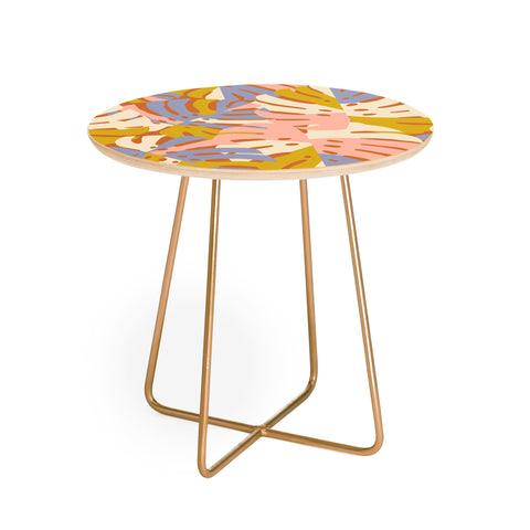 Lathe & Quill Color Block Monstera Pink Round Side Table