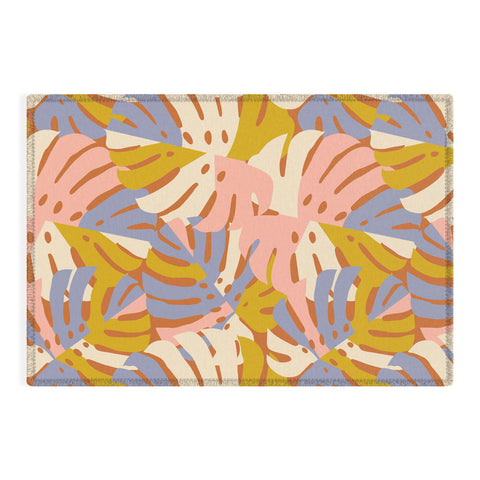 Lathe & Quill Color Block Monstera Pink Outdoor Rug