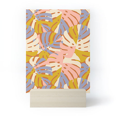 Lathe & Quill Color Block Monstera Pink Mini Art Print