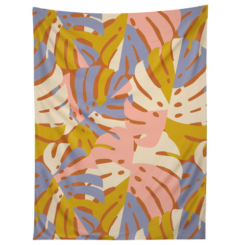 Lathe & Quill Color Block Monstera Pink Tapestry