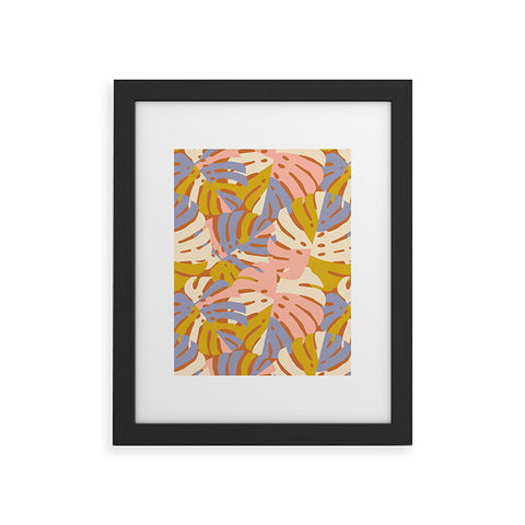 Lathe & Quill Color Block Monstera Pink Framed Art Print