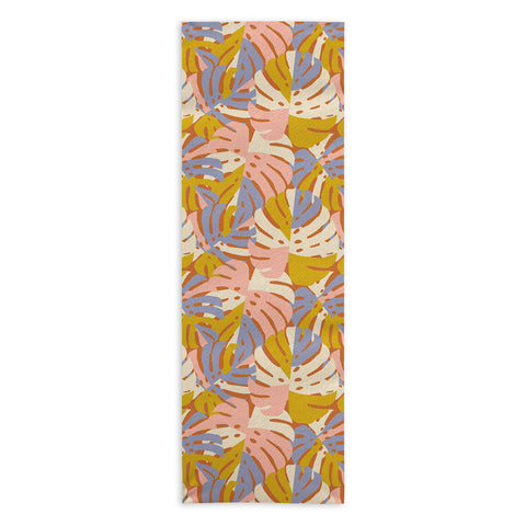 Lathe & Quill Color Block Monstera Pink Yoga Towel