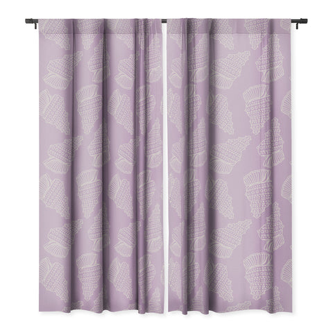 Lathe & Quill Conch Shell on Lavender Blackout Window Curtain