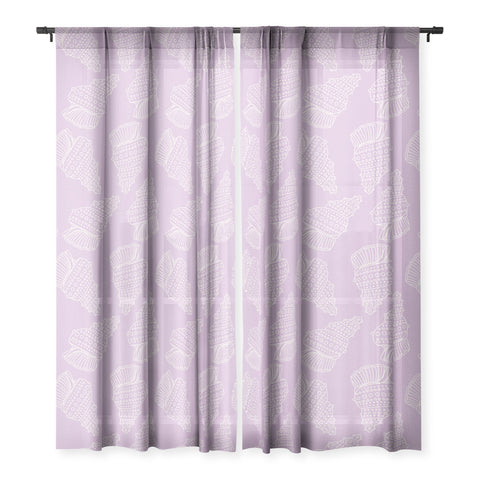 Lathe & Quill Conch Shell on Lavender Sheer Window Curtain