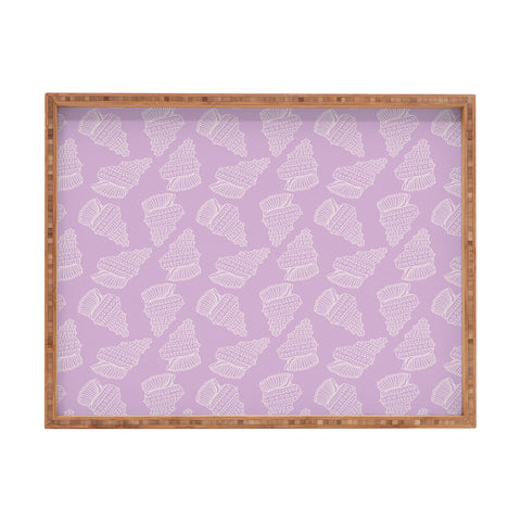 Lathe & Quill Conch Shell on Lavender Rectangular Tray